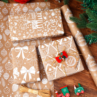 Papier cadeau kraft recyclable de luxe imprimé sur mesure 80 g/m², série de Noël haut de gamme, décoration de fêtes, super blanc