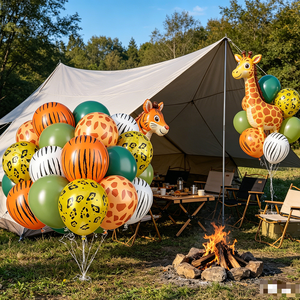 20 ballons imprimés animaux de la jungle 12 pouces, motifs tigre, léopard, zèbre, girafe, écologiques, pour anniversaire et remise de diplôme - Product Image 3