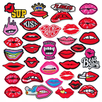 Personnalisé Sexy Rouge Rose Couleur Baiser Bouche Lèvres Broderie Fer sur Patch Coudre sur Patchs Brodés pour Vêtements Sac À Capuche