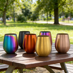 Gobelet à café en acier inoxydable 304 à paroi simple, en aluminium, 350 ml, 300 ml, Or Noir, 12 oz, avec logo personnalisé, forme œuf en U - Product Image 1