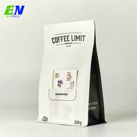 Sachet de café/thé kraft imprimé sur mesure-Pochette à fond plat de 250g avec poche intérieure pour l'emballage de grains de café de qualité supérieure