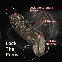Verrouiller le retard d'éjaculation Pénis élargi loup Dick manchon anneau cristal réutilisable réaliste gode manchon pour hommes autre jouet sexuel