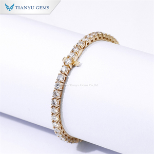 Bracelet tennis Tianyu Gems en diamants HPHT cultivés en laboratoire, or jaune 14K/18K, couleur DEF, 3,0 mm, 47 pierres taille rond, environ 10,11 g - Product Image 4