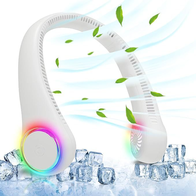 Portable Outdoor Neck Fan 360 Cooling 4000mAh USB Rechargeable 3-Speed Lightweight Wearable Fan for Travel Birthday Gifts Men
