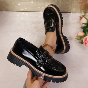 Mocasines Qifeng para <span class=keywords><strong>Mujer</strong></span>, de PU Patentado, con Hebilla Metálica en Relieve, <span class=keywords><strong>Plataforma</strong></span> Baja de 4.5cm, Antideslizantes, con Suela de Goma, Cómodos - Product Image 4