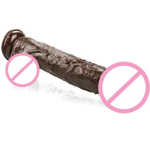 Dildo manuel souple de 26 cm, couleur café, simulation de <span class=keywords><strong>pénis</strong></span> d'homme <span class=keywords><strong>africain</strong></span>, extra large, étanche, réaliste, pour masturbation féminine adulte - Product Image 2