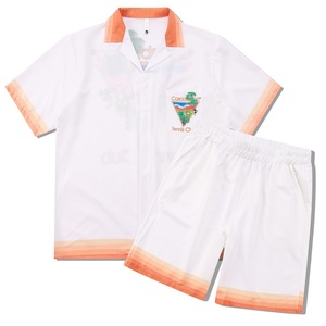 Set Camicia Floreale Serie Casa Stile Europeo-Americano, Retro Lusso Leggero con Colletto Cubano, Maniche Corte e Pantaloncini per Uomo - Product Image 4