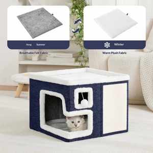 Lit pour chat respirant et chaud pour l'hiver, entièrement fermé, facile à démonter et à laver, tout-en-un, grande taille, pliable, adapté à toutes les saisons - Product Image 4