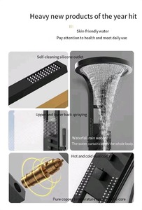 2024 New <strong>Product</strong> <strong>Ideas</strong> Luxury Rainfall Shower System ABS Wall Panel with Ceramic Valve Core Waterfall Rain Shower Head <strong>Bathroom</strong>