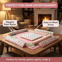 Tuiles de mahjong en acrylique à motif bambou, ensemble de mahjong américain pliable de luxe, tuiles de mahjong durables pour 4 joueurs, jeu de voyage