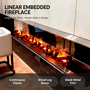 Intelligent Built-In Electric <strong>Fireplace</strong> App-Controlled LED Flame Auto Water Steam Vapor US EU <strong>UK</strong> Plug for Household Hotel Use - Product Image 1