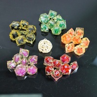 Jeu de dés liquides Polyhedron en feuille d'or, accessoires de jeu de table RGP, dés à noyau liquide en résine D&D, cadeaux