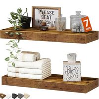 Étagères murales flottantes QEEIG robustes et peu encombrantes pour salle de bain, toilettes, décoration intérieure, présentoir, petites, 16 pouces, lot de 2