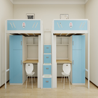 Lit mezzanine moderne multifonctionnel en métal, gain de place, avec bureau et armoire, pour chambre, école, appartement, hôtel et dortoir