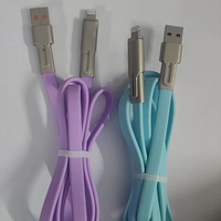 Câble plat 2-en-1 240W PD à charge rapide Type-C vers Type-C avec cœur en cuivre pur pour téléphone et ordinateur portable