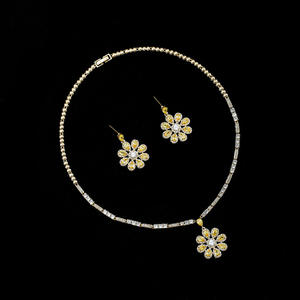 HibridegPrachtige Trendy Grote Bloem Vrouwen Huwelijksfeest 2 Stuks Sieraden Sets Cz Ketting Oorbellen Voor Bruids Bijoux Femme N-68 - Product Image 3