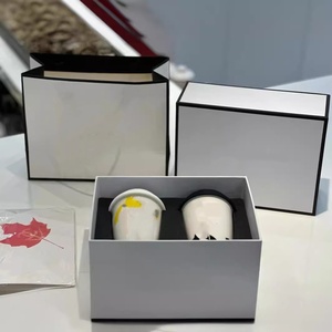High-Grade White Coffee <b>Cups</b> with Double C Coffee Tea Ceramic Mug for gift - Product Image 2