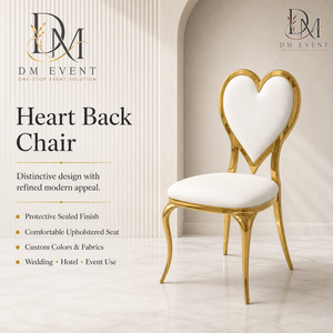 Heart Shape Back Gold Stainless Steel Wedding Chair with <b>White</b> <b>Cushion</b> for Banquet and Hotel Events Wholesale Seating - Product Image 2