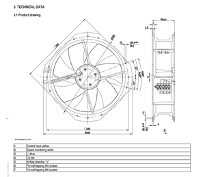 Ebm- W1G250-HH67-52 High Efficiency Electric EC Fan <b>Smart</b> Energy Saving OEM HVAC Industrial Ventilation Systems - Product Image 4