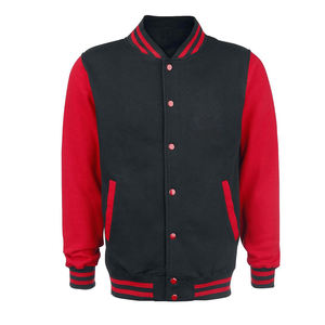 Veste universitaire unisexe de style universitaire avec fermeture à boutons sur le devant en laine mélangée avec manches en similicuir - Product Image 1