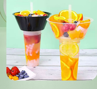 Gobelet 24oz 700ml pour jus, boba, bubble tea, hot pot, avec paille, en promotion, bol noir pour poulet frit, salade de fruits, collations et boissons