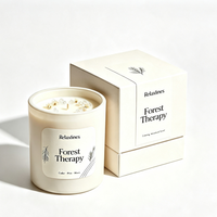 Bougie parfumée de luxe en gros, 100% cire de soja naturelle avec couvercle en bois, boîte cadeau, pot blanc mat pur pour la relaxation et le yoga