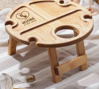 Table à vin portable 202405, caddie à vin, planche à charcuterie compacte, plateau de service personnalisé