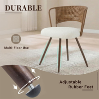 Fauteuil d'appoint style farmhouse avec dossier en rotin, chaises de salle à manger en osier pour cuisine et restaurant intérieurs