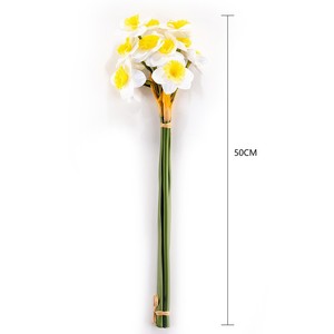 Bouquet de narcisses artificiels Wen Hope, fleurs en soie PU jaunes pour la décoration de la maison et des mariages - Product Image 5