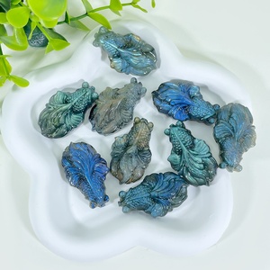 بيع بالجملة ديكورات كريستال لابرادوريت منحوتة يدويًا طبيعية عالية الجودة ذهبية روحية منحوتات زرقاء فلاش - Product Image 5