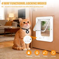 Porte Intelligente pour Chat avec 4 Capteurs de Collier, Clé RFID, Activation par Collier d'Animal, Télécommande, Porte pour Chat à Verrouillage 4 Voies, Porte Automatique pour Animaux