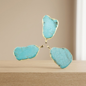 PM13804 <span class=keywords><strong>naturale</strong></span> pietra preziosa <span class=keywords><strong>turchese</strong></span> forma libera <span class=keywords><strong>ciondolo</strong></span> fetta per fai da te gioielli che fanno oro placcato regalo per le donne all'ingrosso - Product Image 4