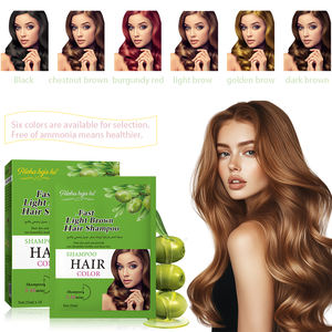 Vente en gros de sachets de shampoing colorant semi-permanent brun châtaigne avec marque privée, shampoing crème couleur naturelle sans parabens - Product Image 3