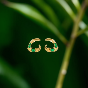 <b>Crystal</b> <b>Earrings</b> PVD Gold Plated 316L Stainless Steel Sustainable Resistant <b>Studs</b> - Product Image 3
