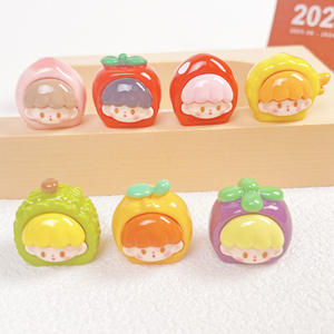 Chaîne de clés en résine DIY avec motif de fruits en trois dimensions, visage lumineux, accessoires en résine pour la fabrication de chaînes de clés - Product Image 1