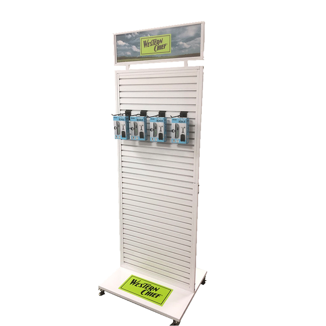 Apache Heavy Duty Double-Sided Slatwall Electronic Accessories Display Rack with Removable Hooks Powder Coated Finish