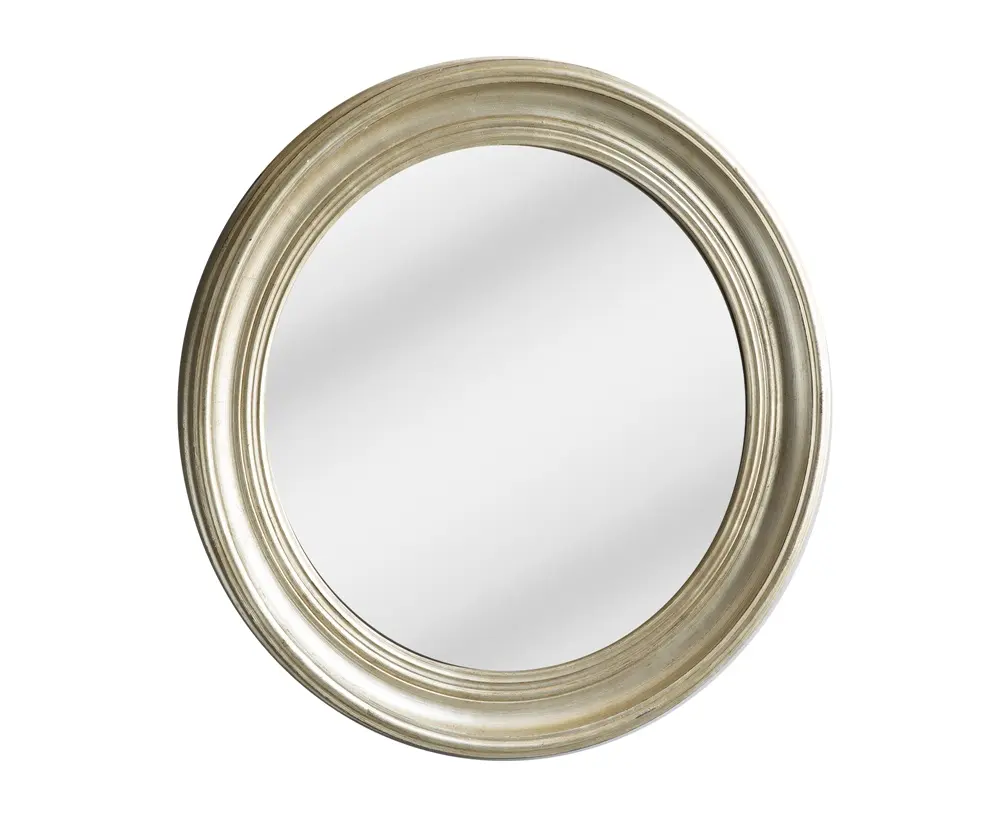 Cermin Bundar Dekorasi Cermin Dinding Klasik Bingkai Kayu Emas Perak Sampanye Mewah Gaya Kontemporer Disesuaikan Kaca Datar