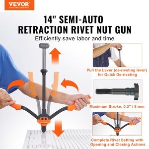 Db bán buôn 14 'rivnut công cụ Kit 7 cái Metric SAE mandrels và 70 cái các loại đinh tán các loại hạt 10-24 1/4-20 M6 xe công cụ - Product Image 2