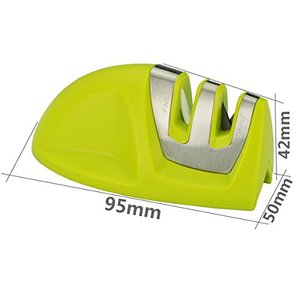 Afilador de cuchillos manual verde de 95 mm, herramienta de cocina de acero inoxidable de múltiples granos para uso doméstico - Product Image 1