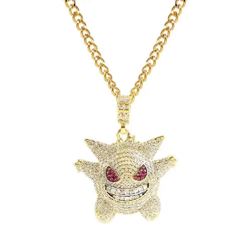 Necklace Pendent Fashion Party Personalized Monster Cartoon Luxury Zircon Hip Hop Gold Long Chains Punk Animal Cute