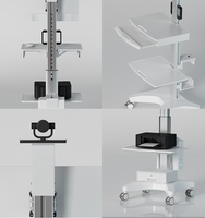 Chariot médical ergonomique mobile direct usine avec support coulissant pour clavier, plateau et porte-gobelet, compatible ordinateur et PTZ, pour usage hospitalier, en ABS