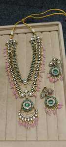 Latest TwoLayer Kundan &Drop <b>Indian</b> Fancy Traditional GoldTone Kundan Pearl Choker Necklace <b>Set</b> With Matching Earring Women Girl - Product Image 2