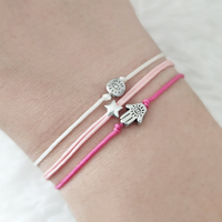 Bracelets en acier inoxydable avec breloques personnalisées, bracelet réglable en corde, Hamsa, cœur, étoile, couronne, cadeau pour femme, fille, à porter au quotidien