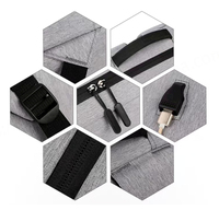 Mochila Inteligente Antirrobo para Portátil, Gran Capacidad, Resistente al Agua, Poliéster, 20-39L, Multifuncional, con Cargador USB, Candado TSA, Gris