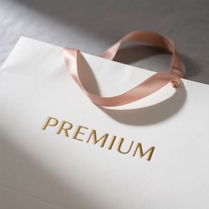 <b>White</b> Glossy Luxury Custom Logo Printed Art <b>Paper</b> <b>Bag</b> Gold Foil Stamp Shoes Clothing Boutique Wedding Gift Packaging Recyclable - Product Image 1