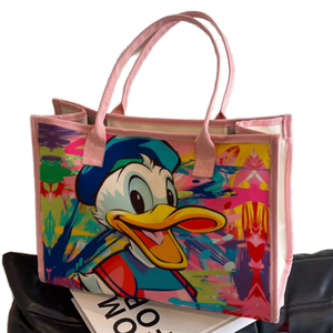 Gran capacidad de dibujos animados de lona con cierre de cremallera de un solo mango mujer estudiante viajero moda portátil compras momia bolsa - Product Image 1