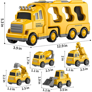 5 in 1 Pull Back Engineer Friction Toy <b>Car</b> Vehicles Transport Carrier Construction Truck Kids Girls Boys Toy - Product Image 6