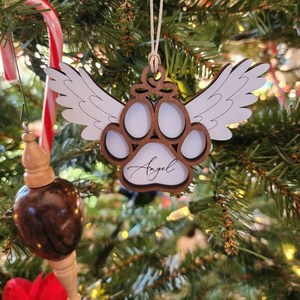 Nuevas alas de ángel de madera transfronterizas, patas de perro en 3D, adornos conmemorativos, árboles de Navidad, decoraciones para el hogar y artesanías. - Product Image 3
