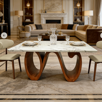 Table à manger rectangulaire en marbre, style français-chinois, pour maison et villa, ensemble de salle à manger