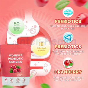 Vitaminas OEM Ausreson <span class=keywords><strong>Cranberry</strong></span> para Mulheres, Gomas Probióticas para Saúde Intestinal, Suplemento de Probióticos para Mulheres - Product Image 2